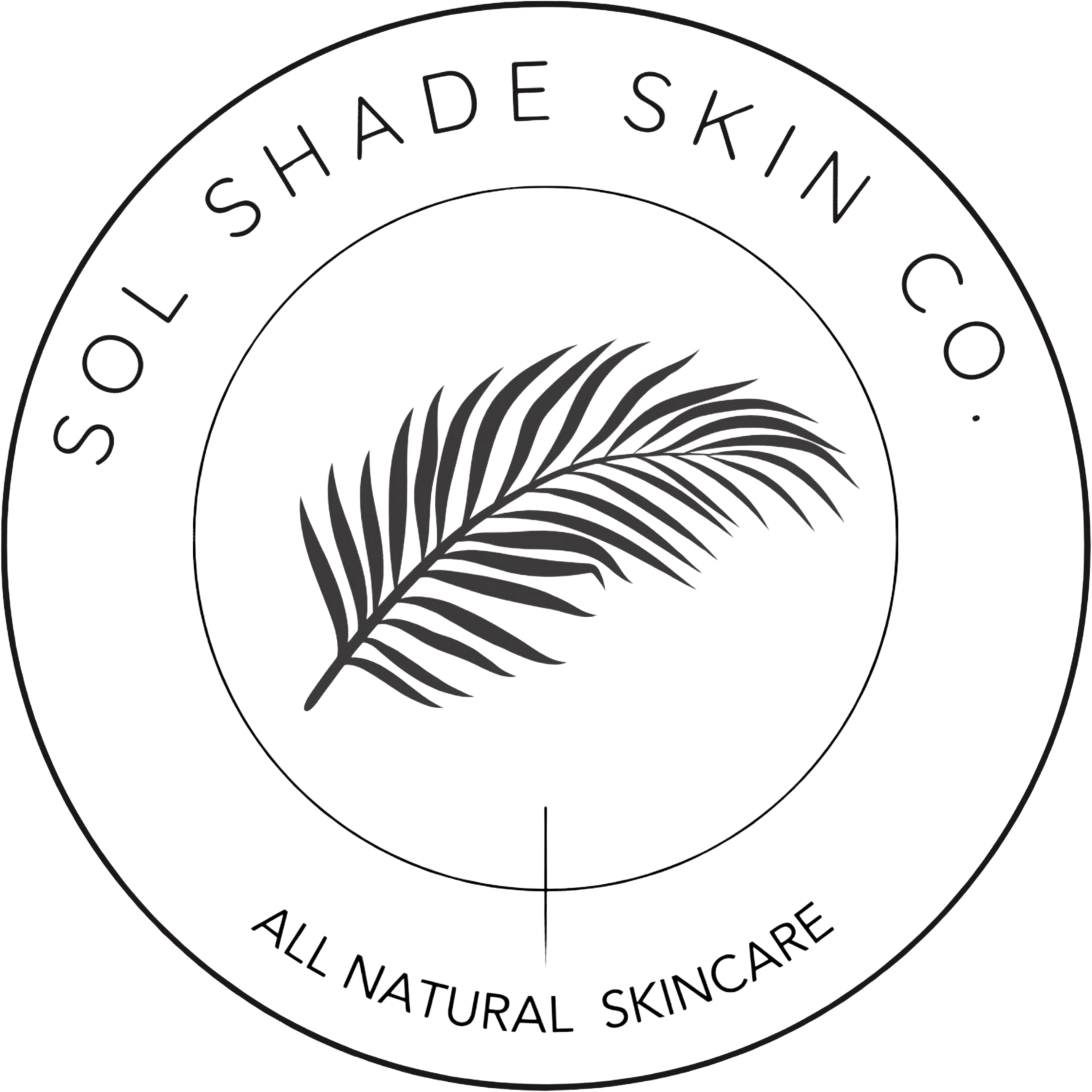 Logo of Sol Shade Skin Co. with a palm leaf design on a white background